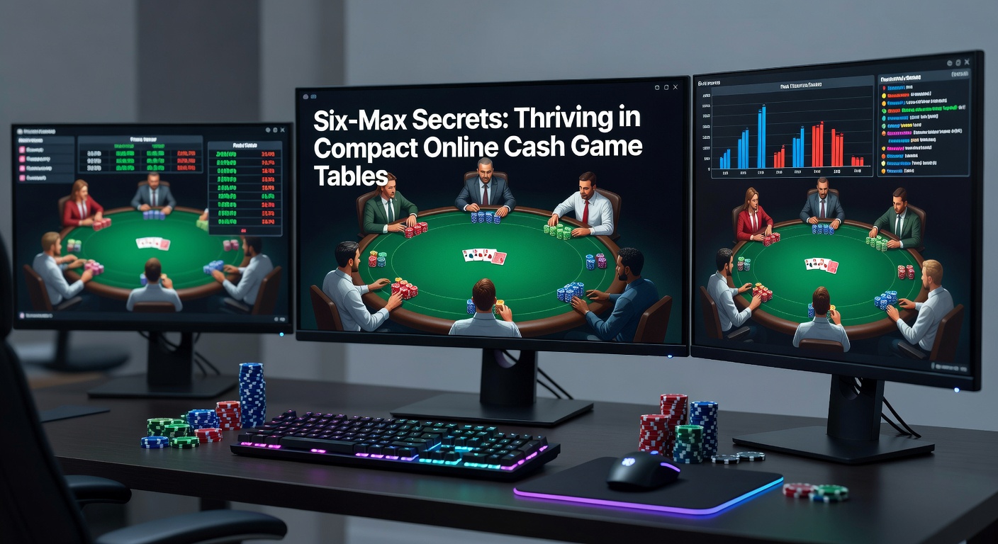 Spieler am Six-Max-Online-Poker-Tisch mit Fokus auf Position und Chips